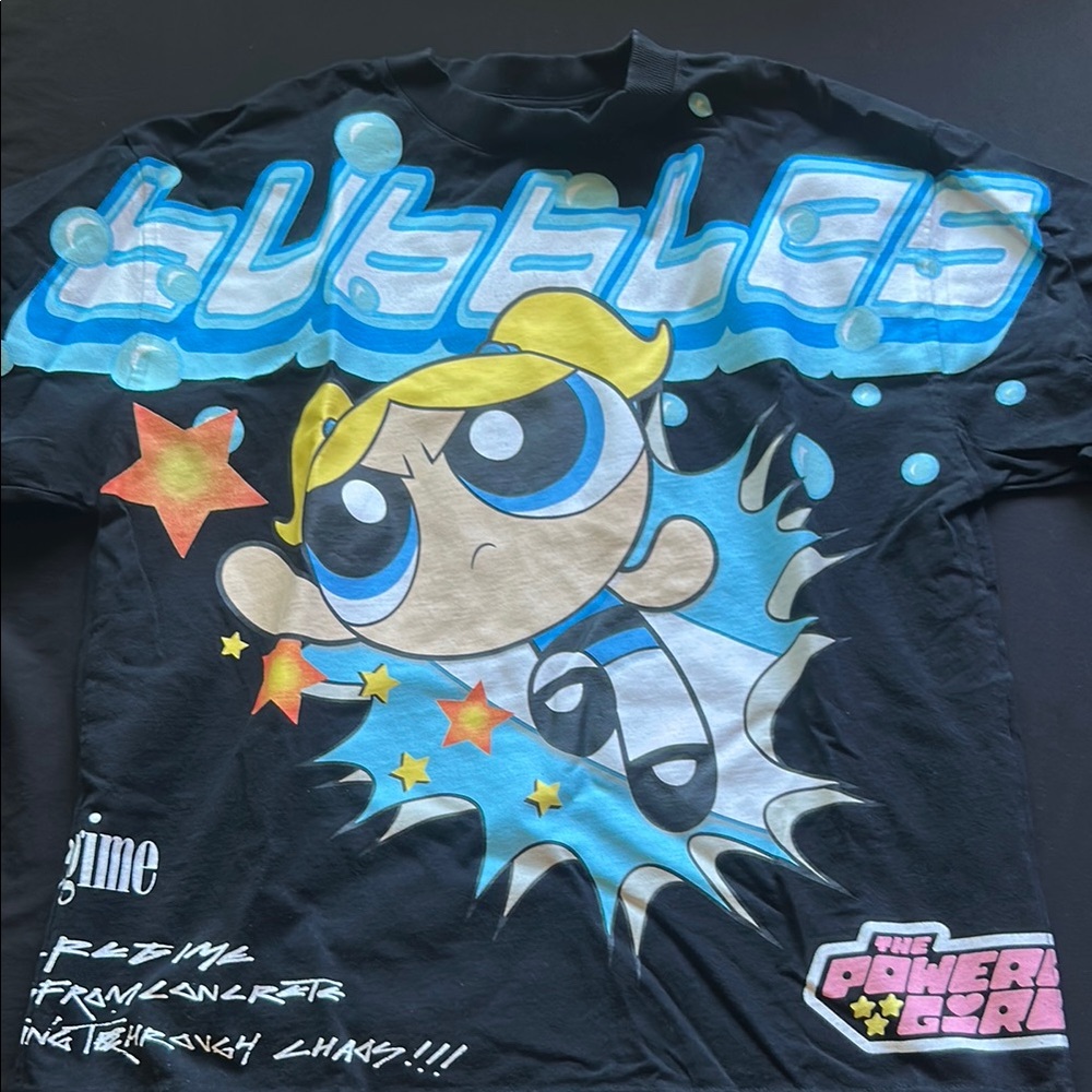 Black and Blue Short Sleeve Tee with Urban Graffiti Style
